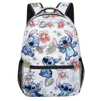 Мультсериал Disney Stitch, Школьный ранец для мальчиков и девочек, модный рюкзак для учащихся начальных классов, сумка для ремня безопасности на воздушной подушке большой емкости.