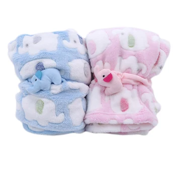 Мультяшное детское одеяло с милым слоном, товары для новорожденных, одеяло для кондиционирования воздуха, коралловая бархатная подушка, одеяло двойного назначения