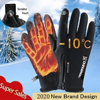 Новая 1 пара зимних теплых перчаток Водонепроницаемые тепловые ветрозащитные теплые перчатки с сенсорным экраном
