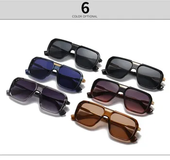 Новая мода Ретро Мужские Квадратные Градиентные солнцезащитные очки Модные Роскошные женские Заклепки Трендовые Темно-синие солнцезащитные очки оттенков UV400