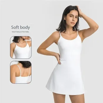 Новая сексуальная юбка для йоги и тенниса на бретелях, легкое дышащее спортивное платье для гольфа на открытом воздухе, альтернативы бренда Lulu