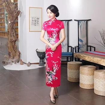 Новое весенне-летнее улучшенное платье Ципао с длинным шелковым принтом из вискозы для ежедневных банкетов, женское платье для выступлений Cheongsam