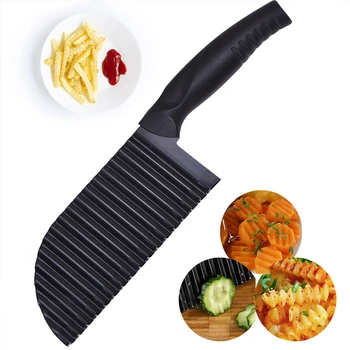 Новый нож для нарезки картофельных чипсов из нержавеющей стали, нож для нарезки овощей и фруктов, нож для нарезки волнистых ломтиков, нож для нарезки картофеля, измельчитель картофеля Фри