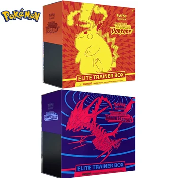 Оригинальная Карточная Игра Pokémon Trading Sword Shield Vivid Voltage Elite Trainer Box Pikachu Eternatus Darkness Ablaze PTCG ETB Toys