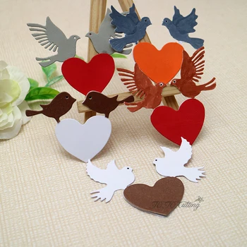 Плашки для резки мира и Любви Альбом для вырезок в форме сердца с птицей, Декоративная форма для ножей DIY, Штампы для поздравительных открыток