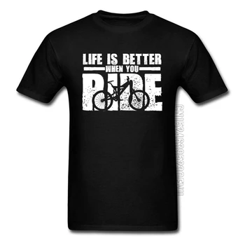 Повседневная футболка для велосипедиста на горном велосипеде: Жизнь становится лучше, когда ты катаешься, хлопковые мужские топы с круглым вырезом, футболки нового дизайна, толстовки