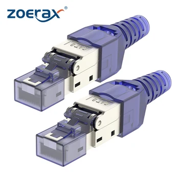 Разъем ZoeRax RJ45 CAT8 Cat7 CAT6A Без инструментов, без зазубрин Оконечный штекер RJ45 Многоразового использования, Экранированный для кабелей Ethernet POE 10 Гбит/с