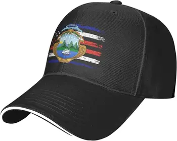 Регулируемая бейсбольная кепка с американским флагом Коста-Рики премиум-класса для мужчин и женщин - Спорт на открытом воздухе, защита от солнца, черная