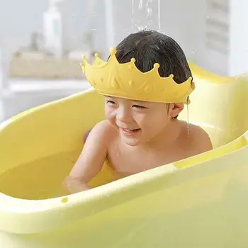 Регулируемая корона для душа, ванны, мытья волос, Милая Защитная детская шапочка, водонепроницаемая, предотвращающая попадание воды в уши Для детей, Цвет I8W1