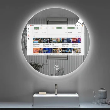 Светодиодное зеркало для ванной по заводской цене с телевизором Smart Mirror Tv Android 11 Водонепроницаемое смарт-зеркало для ванной комнаты Full Hd Tv Mirror