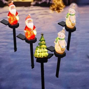 Светодиодные рождественские огни в виде снеговика на солнечной энергии, водонепроницаемая лампа для газона, Садовый Солнечный свет, наружный светильник для ограждения двора для праздничного украшения