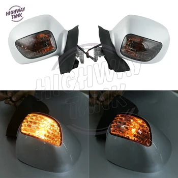 серебряное Мотоциклетное Зеркало LED Указатель Поворота Двигателя Зеркала заднего вида Янтарный сигнальный чехол для Honda Goldwing GL 1800 2001 2002 2003-2011