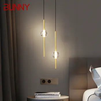 Современная медная подвесная Люстра BUNNY LED 3 цвета, латунь, Золото, Подвесные светильники с кристаллами Для современного дома, спальни