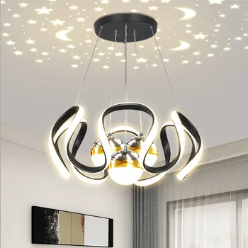 Современная светодиодная подвесная люстра для гостиной Столовой кухни ресторана Дизайн Звездного неба Подвесная подвесная лампа с регулируемой яркостью