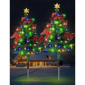 Солнечные светодиодные четырехцветные фонари для рождественской елки наружные фонари для газона праздничные ландшафтные фонари во дворе виллы