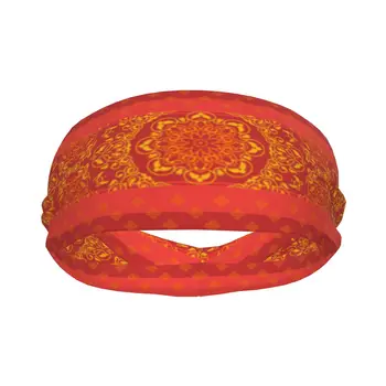 Спортивная повязка на голову с декоративным фоном В индийском стиле, спортивная повязка для бега, впитывающая повязка для волос для велосипедной пробежки трусцой
