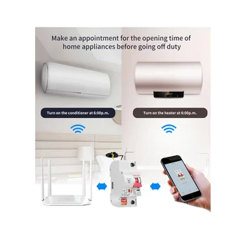 Умный автоматический выключатель Tuya 40A WiFi с автоматической защитой от перегрузки и короткого замыкания для Amazon Google Home (4P)