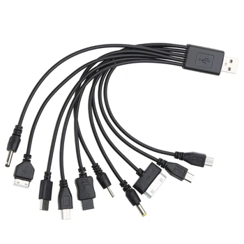 Универсальный кабель Зарядного устройства для Мобильного телефона с несколькими разъемами 10 в 1 USB-кабель Для Зарядного устройства Для смартфона 20 см / 7,87 дюйма