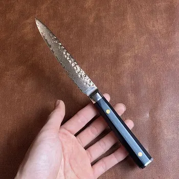 Универсальный нож из 67-слойной дамасской стали с острым лезвием 13 см, нож для чистки фруктов, Кованые Кухонные Ножи ручной работы, Инструменты для приготовления пищи