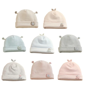 Уютная зимняя теплая шапочка-бини для новорожденных, милая детская шапочка с рисунком мультяшных животных, дышащая шапочка для плода от 0 до 3 месяцев