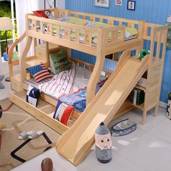 Фабричное преимущество мебель для детской комнаты из толстого массива дерева с выдвижной детской двухъярусной кроватью