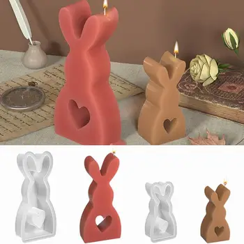 Форма для свечей с Кроликом Форма Для шоколадных конфет Декоративная Нерегулярная Абстрактная Легко Разрушающаяся Устойчивая к разрыву Силиконовая форма с 3D Кроликом