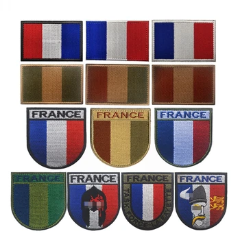 Французский флаг в синюю, белую, красную полоску, нашивка с крючком и петлей, Камуфляжная вышивка, значки военного морального духа для нарукавных повязок для рюкзаков на открытом воздухе