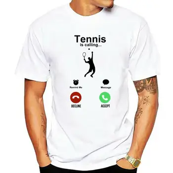 Футболки Funny Tennis Is Calling, уличная одежда из хлопка с графическим рисунком, футболка Harajuku с коротким рукавом и круглым вырезом, мужская одежда