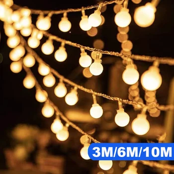 Шар Светодиодный Струнный Свет Рождественские Огни Usb Осветительные Струны Наружные Водонепроницаемые Сказочные Огни Usb Led Light String