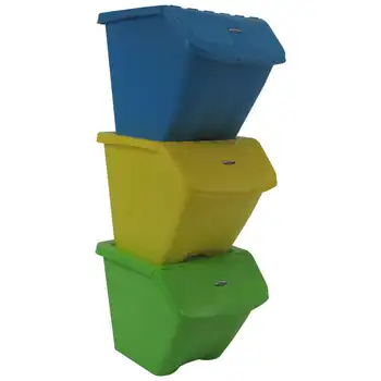Штабелируемые контейнеры для вторичной переработки объемом 30 галлонов, комплект из 3 предметов