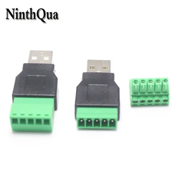 Штекерный разъем USB 2.0 A с 5-контактным резьбовым разъемом зеленого цвета без защитного экрана-адаптер USB-разъема для подключения к разъему