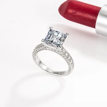 Ювелирное кольцо с бриллиантами из 100% Стерлингового Серебра 925 Пробы для женщин, Обручальные кольца, Обручальное кольцо с бриллиантом, Коробка